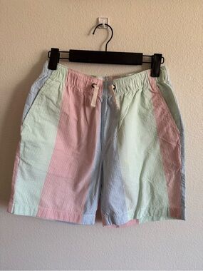 Crewcuts Pastel Multi-Stripe Seersucker Drawstring Shorts